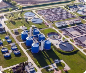 Ariel view of wastewater treatment plant