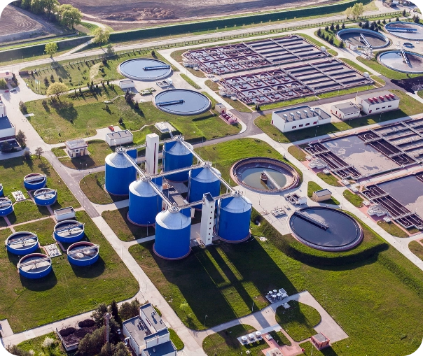 Ariel view of wastewater treatment plant