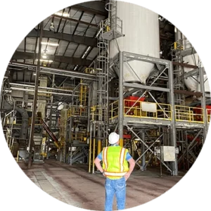 Man at Crystal Green facility