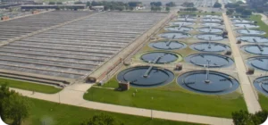 Ariel view of wastewater treatment plant