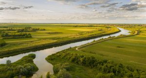 Aerial View Over Agricultural Fields And Big Irrigation System